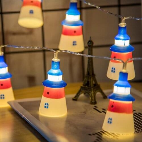 1.5m 10led Navy Small Lighthouse shaped LED String Lights For Halloween Room Party Weddings Hotel Festival Christmas Decor