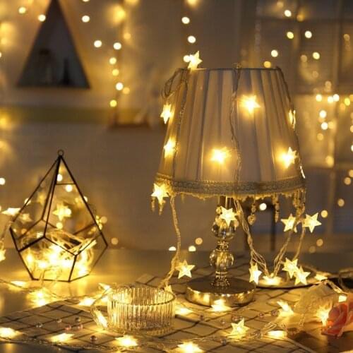 10m 80leds Star Shaped Theme Led String Fairy Lights Battery Powered Christmas Holiday Wedding Decoration Party Lighting