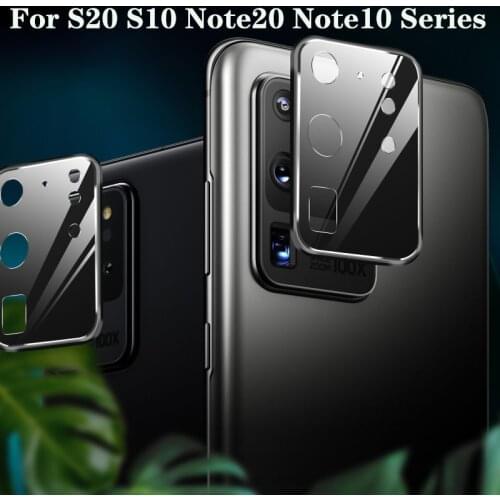 Rear Camera Film For Samsung Galaxy S20 Ultra S10 Plus Note 20 10Pro Case Metal Ring Tempered Glass Lens Screen Glass Protector