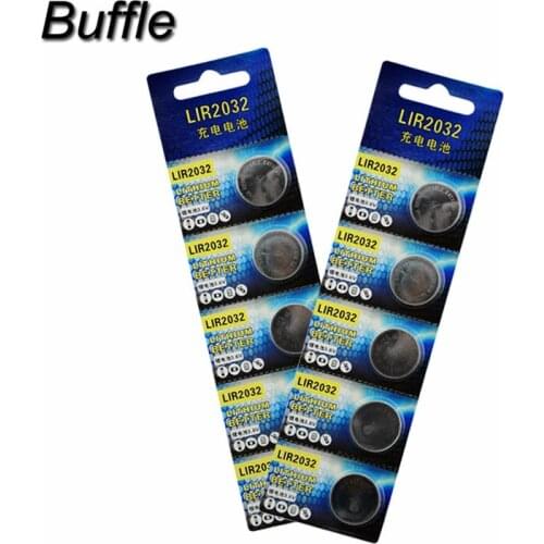 10pcs/2cards Buffle Lithium Rechargeable LIR2032 Button Cell Batteries 3.6V Coin Battery Replace CR2032 BR2032 CR2332