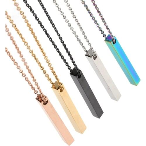 2020 New Trend Initial Necklace for Women Stainless Steel Three-dimensional Strip Pendant Necklace Charm Jewelry Christmas Gift