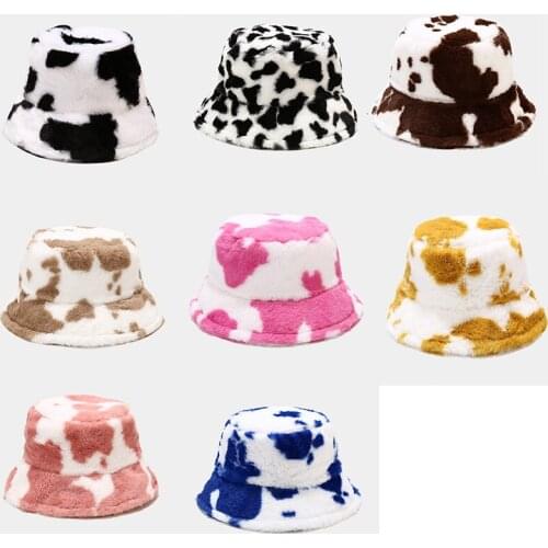 2020 Faux Fur Winter Warm Fishermans Hat for Women Fashion Solid Color Vacation Cap Thickened Soft Bucket Hat New Arrivel