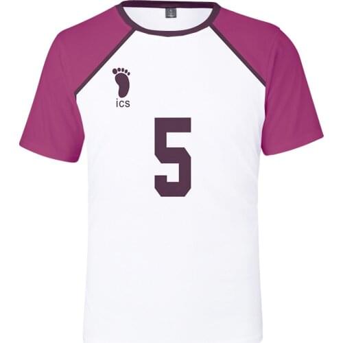 Anime Haikyuu 3D T Shirt Shiratorizawa Academy Volleyball Club Ushijima Wakatoshi Tendo Satori Cosplay Short Sleeve T-shirt Men