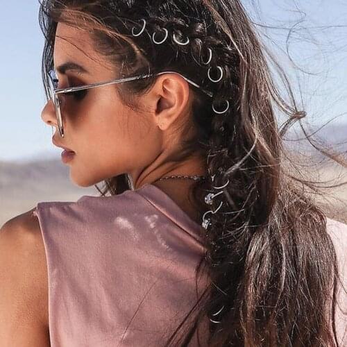 1-5 Pcs Viking Runes Beads Women Hair Rings Braid Dreadlocks Silver Nordic Bead Hair Cuffs DIY Braiders Irish Hair Accessories