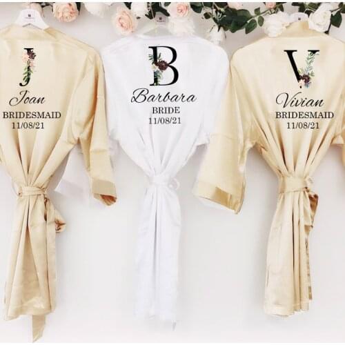 Personalised Custom Name Satin Robe Pajamas Wedding Bridesmaid Gifts Bridal Party Robes Wedding Satin Dressing Gown