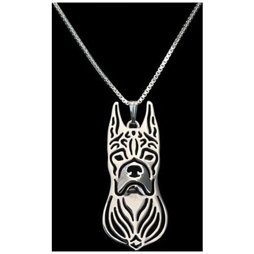 Boxer dog necklace pendant jewelry golden colors plated