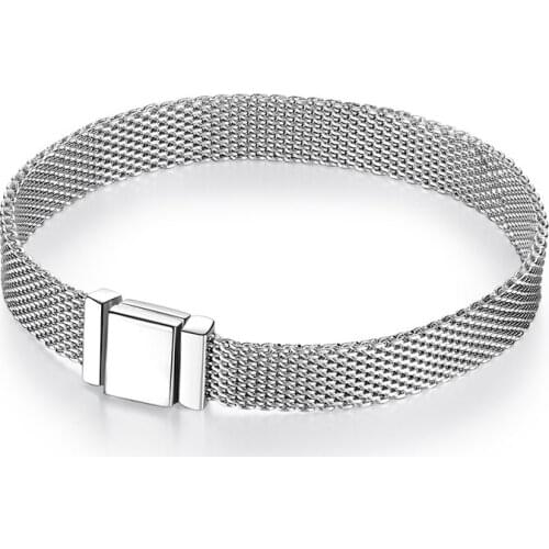 New 925 Sterling Silver Fashion Clip Beads Chain Bracelet Fit Original Reflexions Women Charms Bracelet Jewelry making