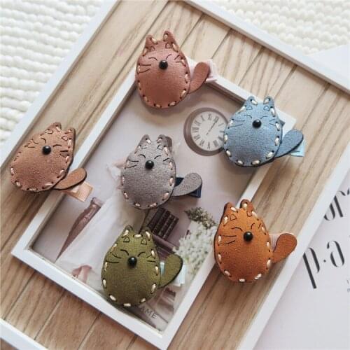 Boutique 30pcs Fashion Cute Leather Totoro Hairpins Solid Kawaii Animal Cat Hair Clips Princess Headwear Hair Accessories