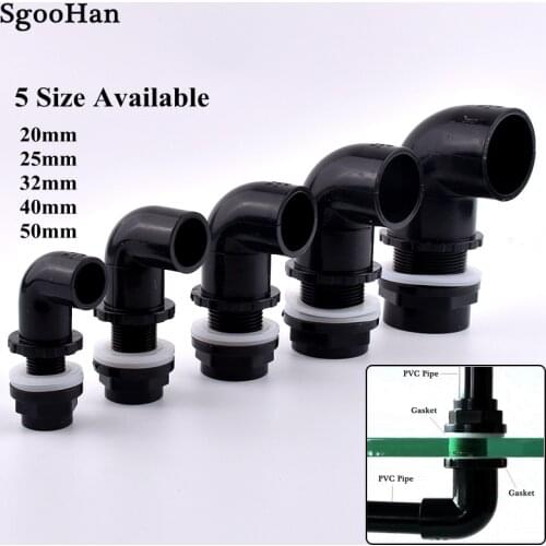 2~20pcs I.D 20~50mm Black PVC Pipe Aquarium Fish Tank 90° Elbow Drainage Connectors Home DIY Shrimp Nano Water Tank Tube Joint