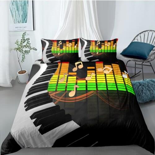 Creative Bedding Set Piano Keyboard Music Note Duvet Cover Queen King Size Bed Cover Comforter Covers Home Quilt Covers