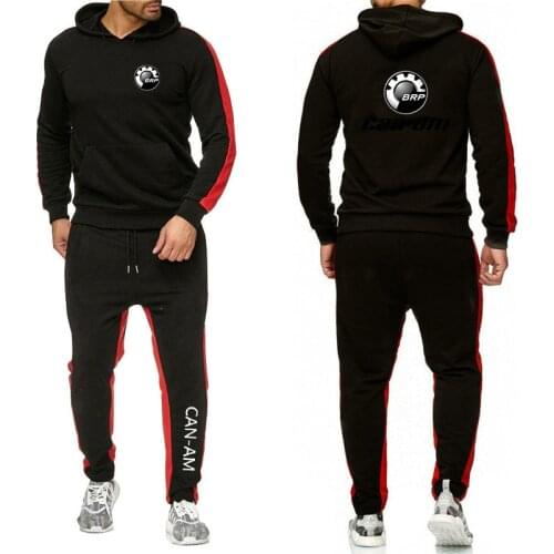Men‘s Tracksuit Can-am BRP Logo Hoodie Suits Men Trend Fleece Hoodie Sweatshirt+Sport Pants 2Piece Casual Jogger Suit Sportswear