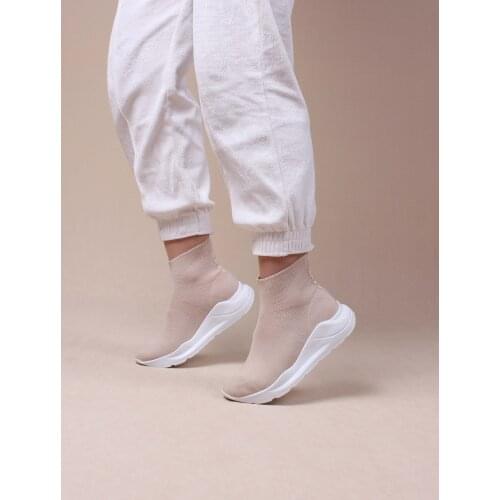 Women Sports Shoes Beige Knitwear Sneakers 2021 Summer Season