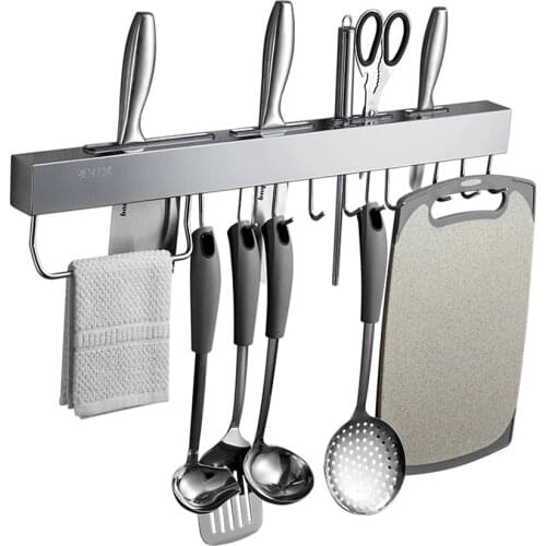 Stainless Steel Kitchen Racks for Pantry All Knives Shelf with Hook Slice Soup Ladle Chopping Block Holder Kitchen Accessories