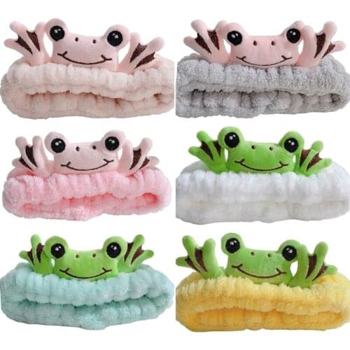Cute Cartoon 3D Frog Head Paw Headband Korean Style Makeup Face Wash Flannel Hairband Kawaii Styling Turban Bandana