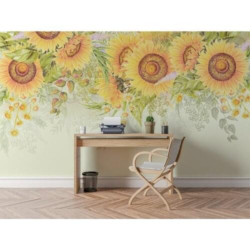 3D Fashion sunflower picture customizable background wall mural modern study living room bedroom decoration photo wall mural