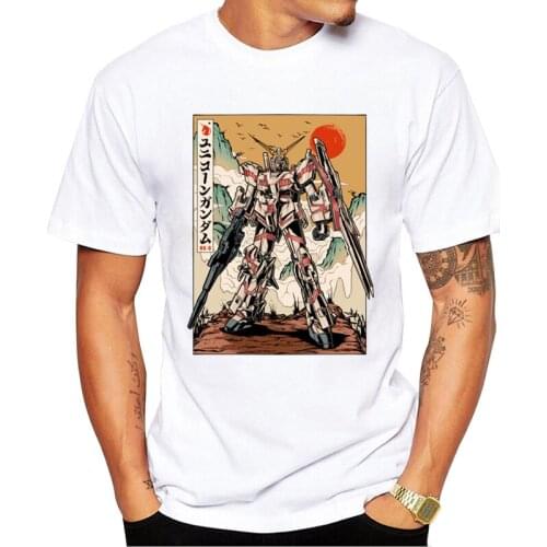 TEEHUB Vitnage Robot Men T-Shirt Hipster Tshirts Geek Retro Gundam Printed Tops Short Sleeve t shirts Essential Tee