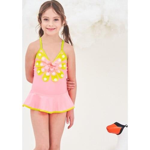 2019 New Baby Girl Swimsuit Children One Piece Swimwear Pretty Flounce Dress Floral Bathing Suit Girl Age 3-8 Years