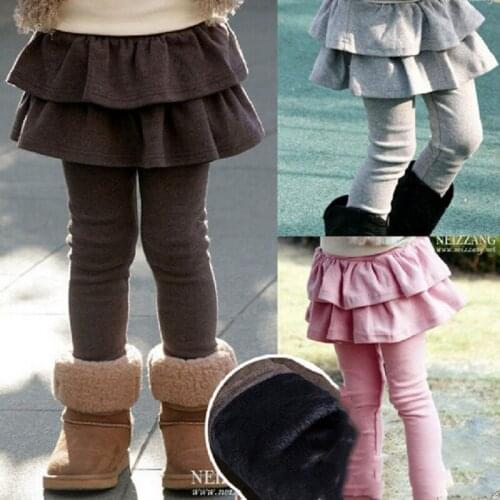 New Arrive Winter Girl Legging Fashion Tutu Skirt Pants for Girl Warm Thick Baby Pants Fleece Kids Pantalon Fille
