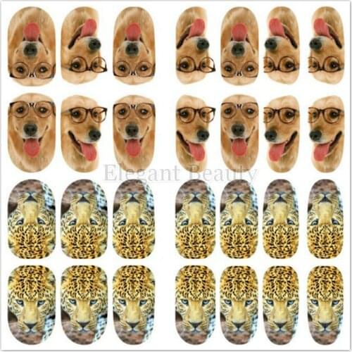 Wholesale New Arrival Nail Art wrap full cover nail sticker 14 tips animal serial designed beauty decal 100pcs/lot free shipping