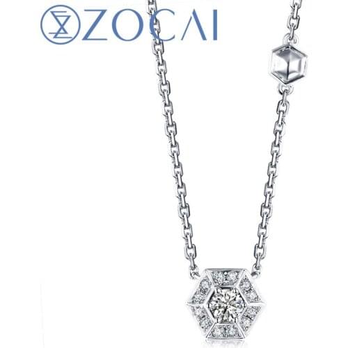 ZOCAI Style Choker The Honeycomb Series Real 0.22 CT Diamond 18K Rose Gold (Au750) NecklaceJBD90210T