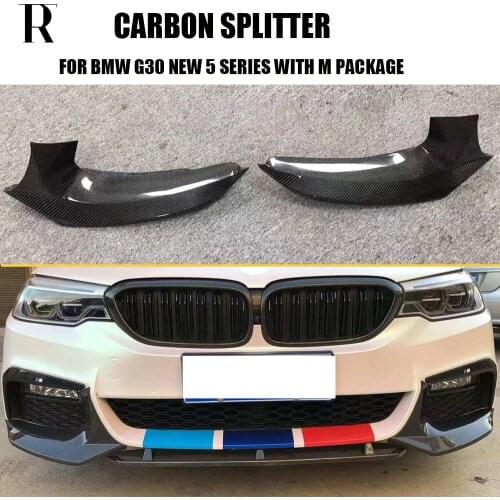 M5 Styling Carbon Fiber Front Bumper Side Splitter Apron for BMW G30 G31 520 530 540 550 with M Package 2018 UP