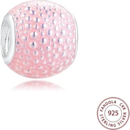 Fits Pandora Charms Bracelet 925 Sterling Silver Pink Enchantment Charms Beads for Jewelry Making kralen Free Shipping