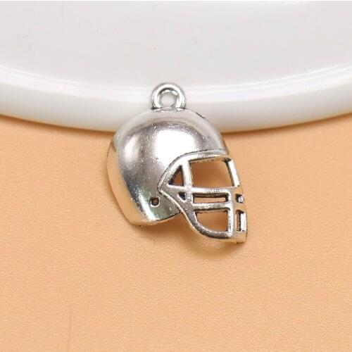 24pcs/Lot Football Helmet Charm Silver Color Connector Pendant For Diy Aesthetics Accessories Handmade Jewellery Making Crafts