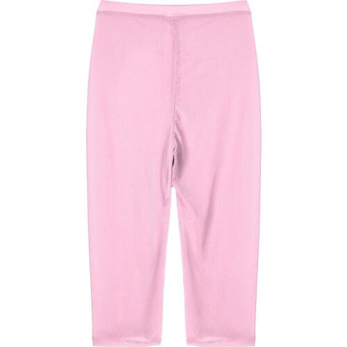 Pink Sexy Womens See-through Mesh Shorts Pants Ladies Solid Color Elastic Waistband Sheer Short Leggings for Gym Workout Fitness