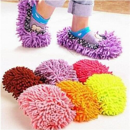 Shoes Cover Mop Home Floor Cleaning Slipper Chenille Shoes Covers Drag Mop Micro Velvet Shoes Clearn Cloth Cleaning Tool