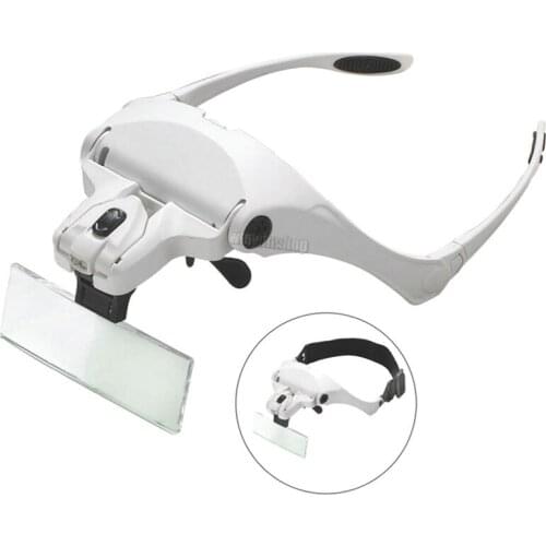 Dental LED Lamps with 5 Lenses Head Magnifier Interchangeable Bracket And Headband Magnifying with 2 LED lights