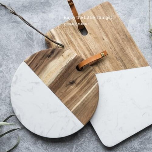 Bread plate marble chopping board walnut splicing western dish tray