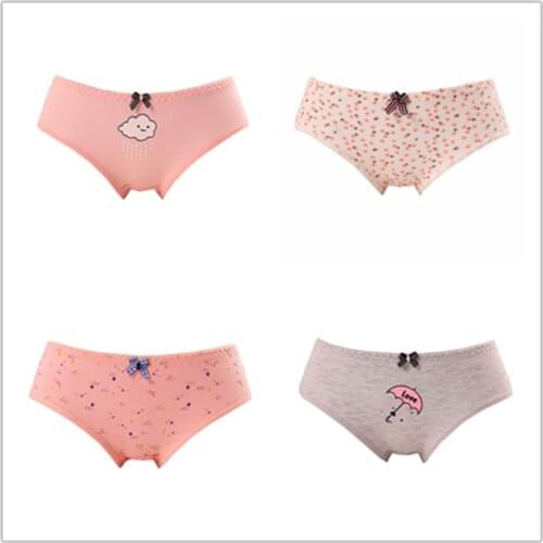 1PC Summer Comfortable Womens Underwear Cute Cartoon Underpants Low Waist Hip Lifting Breathable Cotton Briefs