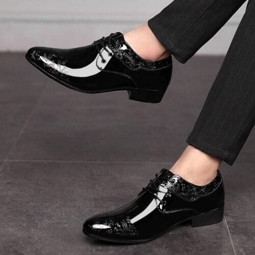 Size 38-48 Mens Formal Patent Leather Shoes for Men Business Dress Leather Shoes Men Office Wear Fashion Cheap Wedding Shoes