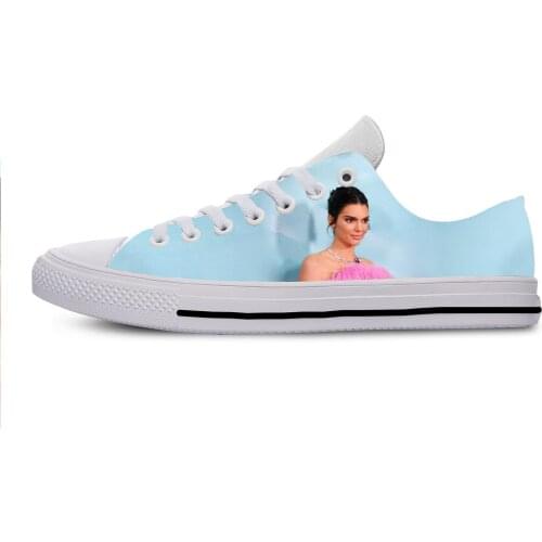 Womens Mens Casual Shoes Pop Funny Kendall Jenner Lace-Up Canvas Strap Ladies Casual Man Shoes Comfortable