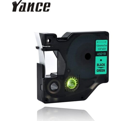 Yance 45019 Compatible Dymo label printer D1 12mm black on green Label Tape for Dymo Label maker LM160 280 Dymo PNP