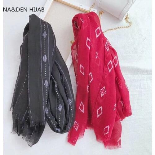Women Muslim geometric print hijab scarf/scarves shawl wraps fashion new plain foulard viscose fast shipping 10pcs