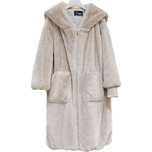 Autumn Winter Faux Fur Coat Women 2021 Casual Luxury Long Oversize Loose Hooded Long Plush Jacket Female Thick Warm Outwear A507