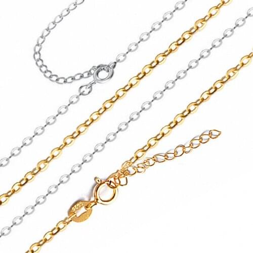1Pc Yellow Gold Real. 925 Sterling Silver ROLO Necklace 16" 18" adjustable length GTLE452