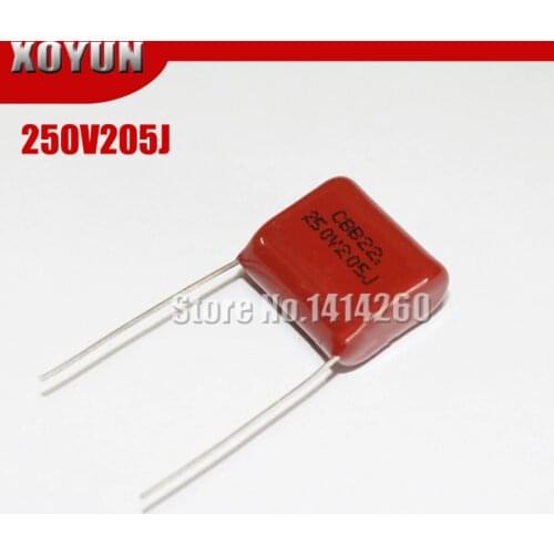10PCS CBB 250V205J 250V2UF 205J 250V Pitch 15mm CBB Polypropylene Film Capacitor