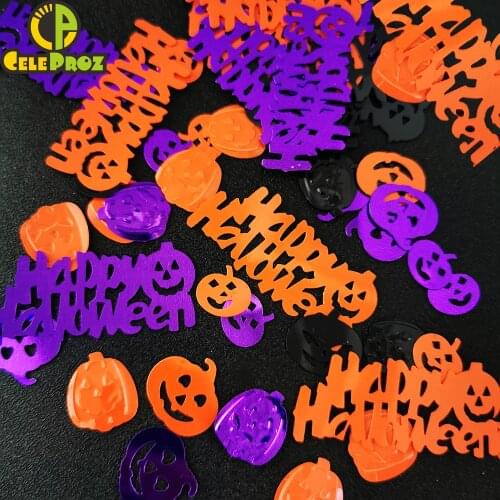 15g Happy Halloween Confetti Pumpkin Spider Bat Cat Confetti Sequin DIY Halloween Home Floor Decor Candy Bag Filler Party Supply