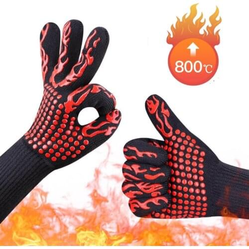 2PCS BBQ Glove 300-500 Centigrade Extreme Heat Resistant Silicone Microwave kitchen Gloves Cooking Grill Oven Mitts Gloves