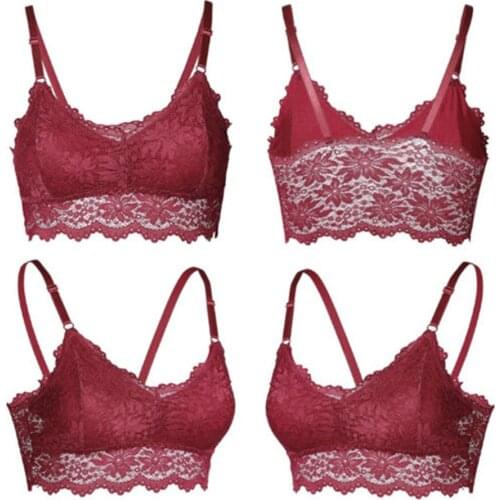 2019 HOT SALE Womens Sexy Floral Lace Sleeveless Strappy Bralette Halter Bustier Vest Crop Tops Bra Lingerie Sexy Lady Camis