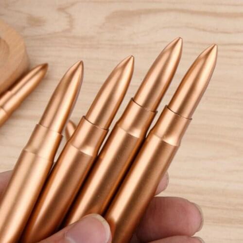 3pcs Portable Outdoor Gold Plastic Bullet Shape Single Ballpoint Pen Mini Pen Writing Pen Student Stationery Office Supplies