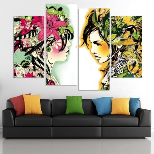 4pcs/set Canvas Modernism Abstract Girls color Art Painting Picture for Living Room Bedroom Decor Canvas Home Decor Wall Poster