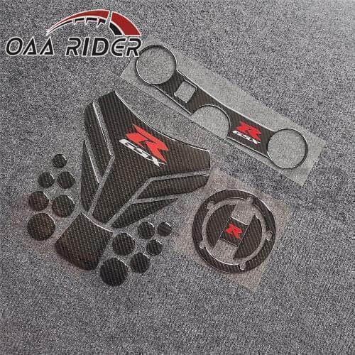 Tank Pad Oil Gas Cap Cover Triple Clamp Sticker For Suzuki GSXR600 GSXR750 2004 2005 GSXR1000 2003 2004 K4 Motorcycle Decal Grip