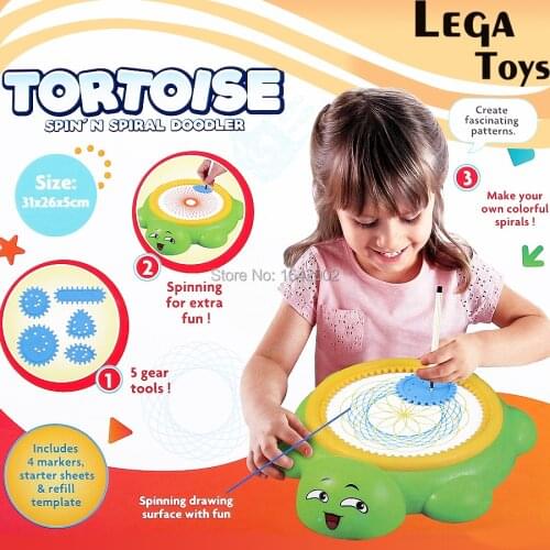 Tortoise spin'N Spiral doodler Spirograph Drawing toys set with 5 gear tools,5 pens Creative Drawing Educational toys For Kids