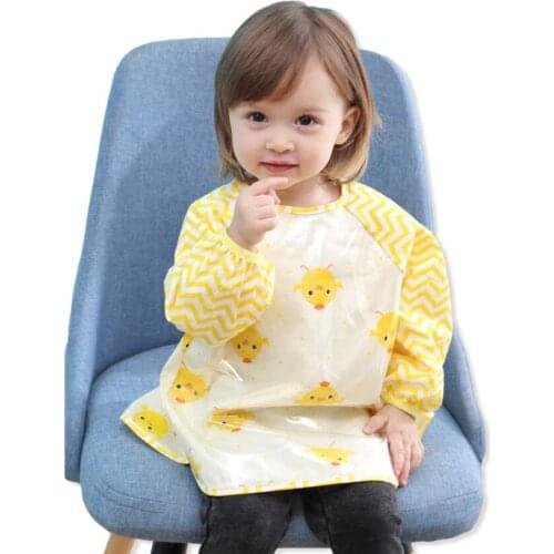 Kids Feeding Apron Bibs Boy Girl Waterproof home cleaning Apron Kitchen Pinafore Burp Clothing Pocket Daidle DIY Baking Painting