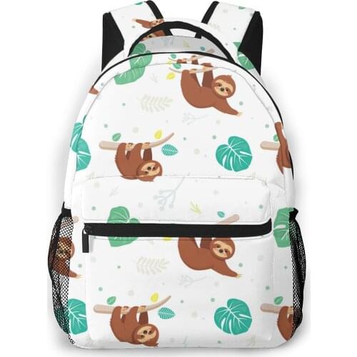 OLN Women Backpack Kids School Bag for Teenage Girls Leaves And Sloths Female Laptop Notebook Bagpack Travel Back Pack 2021