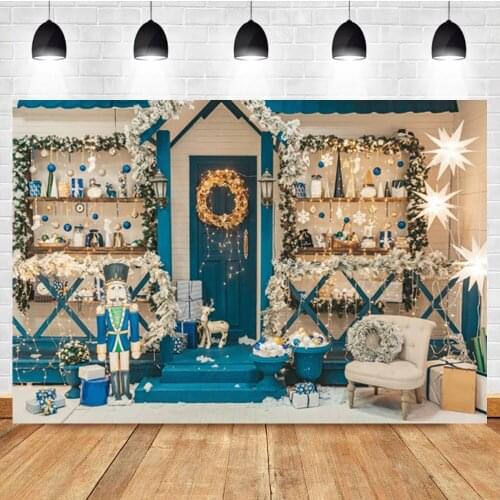 Laeacco Indoor Christmas Wreath Lights Gifts Cartoon Doorman Baby Birthday Photography Backdrop Photo Background For Photo Studi