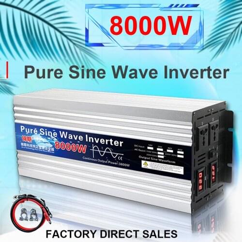 Inverter 12V 24V 48V 60V 220V Pure Sine Wave Inverter 4000W 8000W Power Solar Inversor DC 12V to 220V Home Converter LED Display
